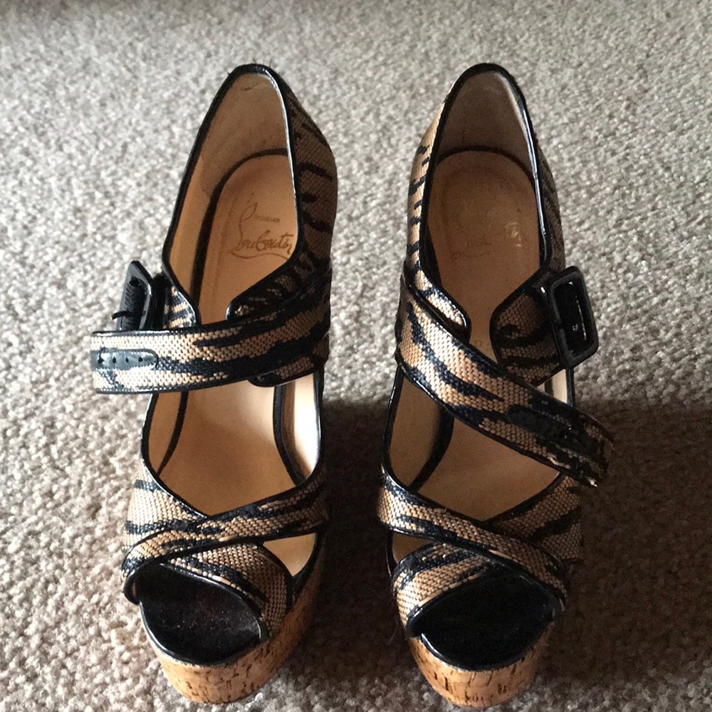 Christian Louboutin Tiger Panama Wedges